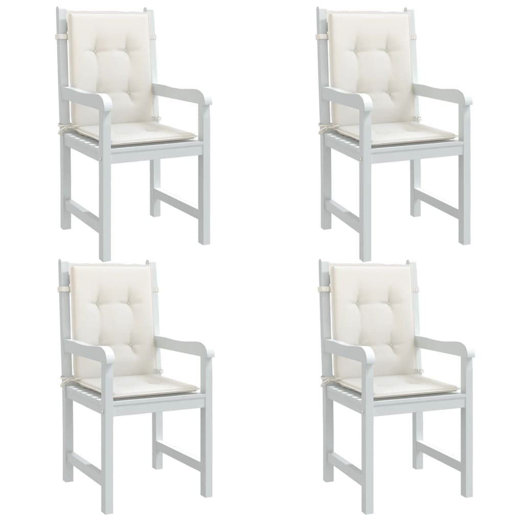 Low Back Chair Cushions 4 pcs Melange Cream 100*50*4 cm Fabric