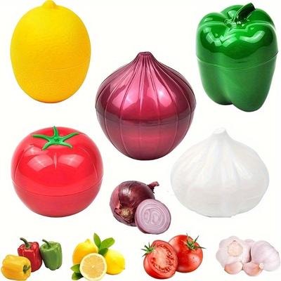 5pcs Set Transparent Fruit & Vegetable Saver Containers - Reusable, Airtight Storage Boxes - Perfect for Fridge & Freezer Organization