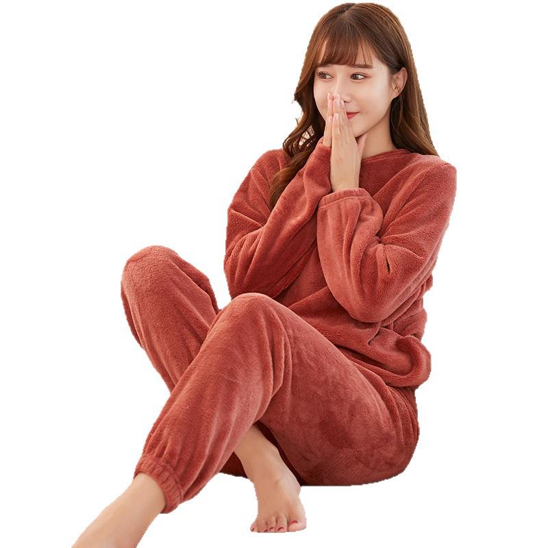 Women's Cozy Coral Fleece Loungewear Set - Warm, Loose Fit, Versatile