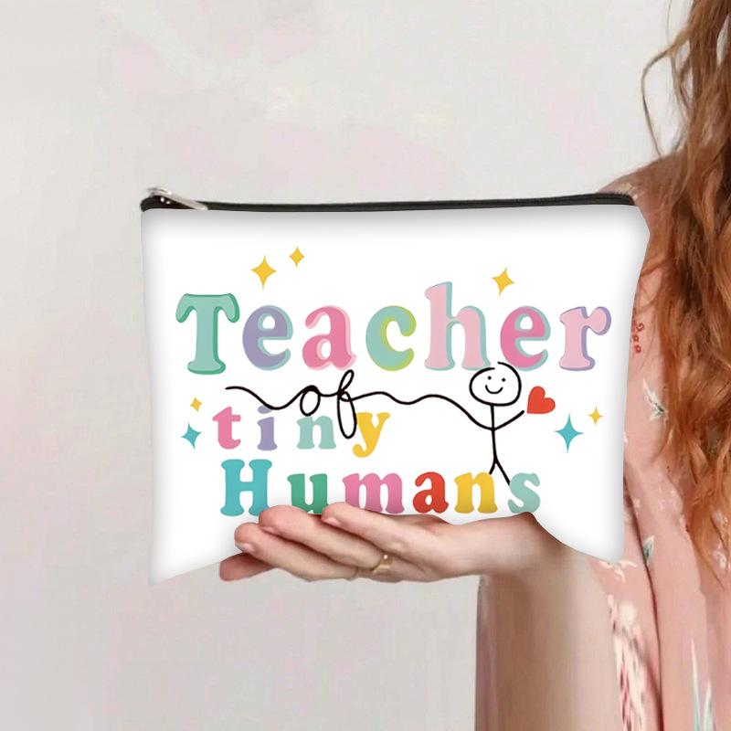 Bedruckte Reißverschluss-Kosmetiktasche Damen-Hand-Kulturbeutel Einfaches und modisches Leinwand-Federmäppchen Aufbewahrungstasche