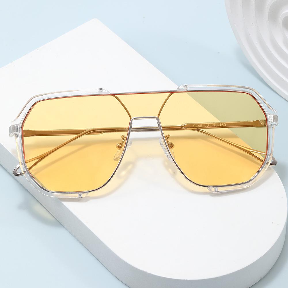 New Fashionable Double Beam Integrated Sunglasses With Personalized Large Frame Decoration Sunshade Sunglasses 31758
