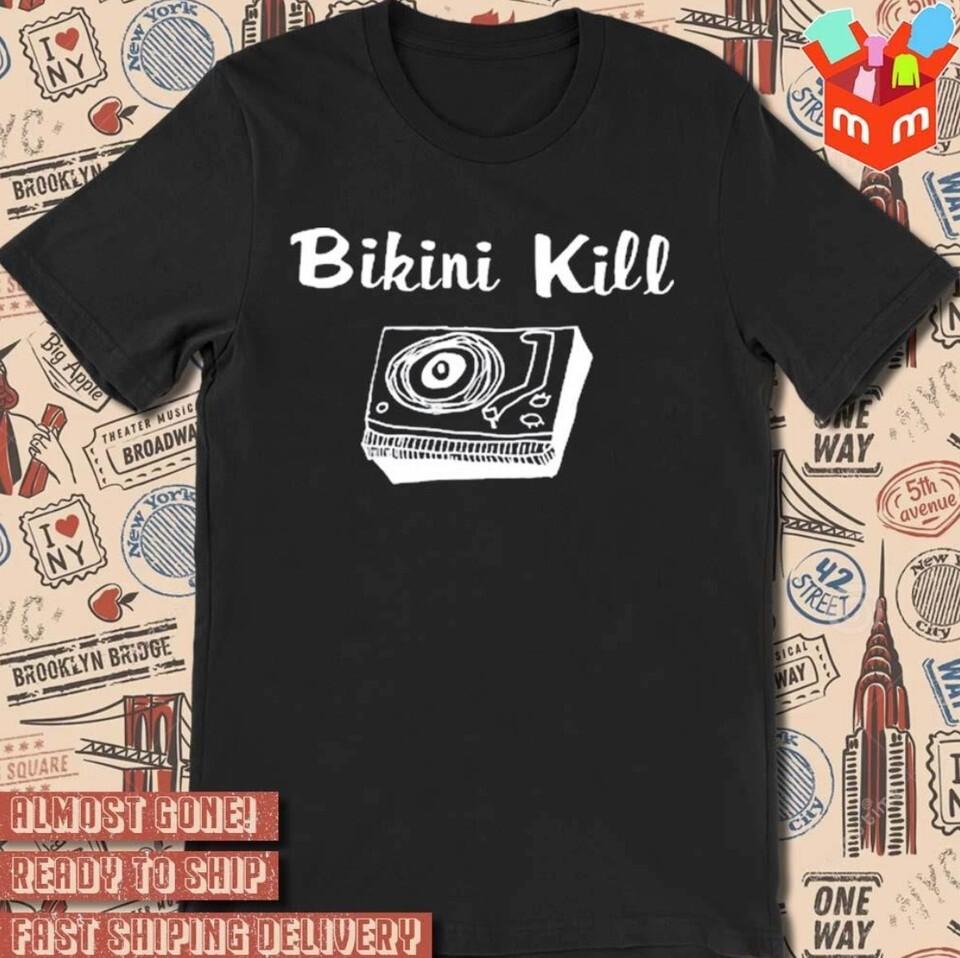 Винтажная музыкальная группа Bikini Kill Хлопок Черный Полный Размер Унисекс Классическая Рубашка Унисекс Футболка S