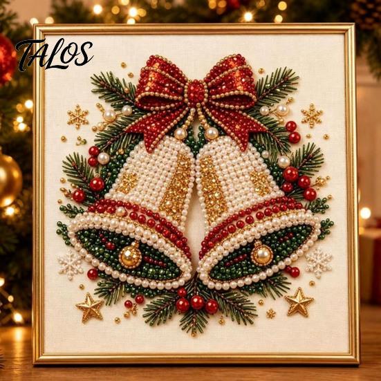 Decorative Holiday Artwork Xmas Faux Pearl Art Kit, DIY Santa Claus Painting Christmas 3D Bead for Adults Tree Reindeer Craft Set Adults, Home