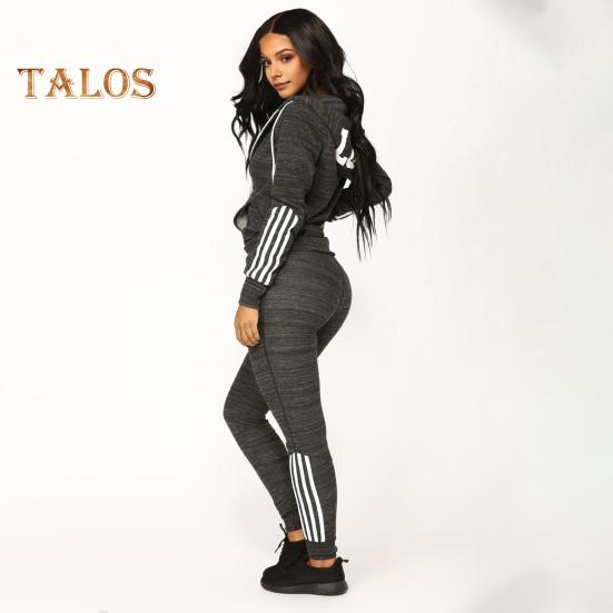 2 Pcs/Set Women Hoodie Pants Suit Hooded Long Sleeves Solid Color Zip-up Coat Elastic High Waist Ankle-banded Trousers Sport Fall Winter Tracksuit