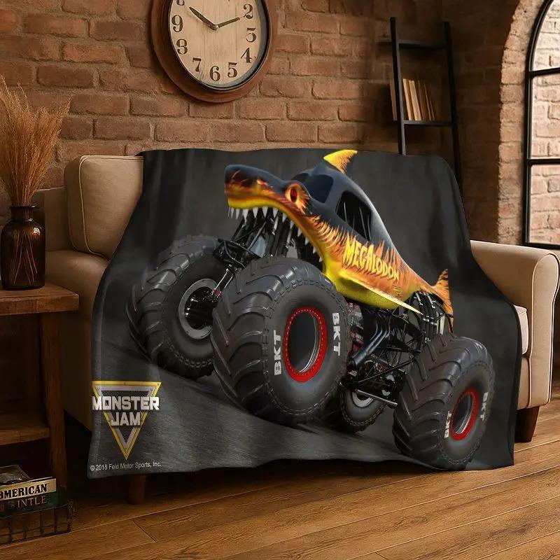 Soft Flannel Blanket M-Monster Truck Monster Jam Super Comfortable Bedding Sofa Cover Home Decor Gift Teen Boys Girls Children