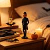 Horror Retro Desktop Decor Pumpkin Gentleman Figurine, Halloween Head Man Statue, Spooky Figurine 3D Printed Ornament for Shelf Mantel Tabletop Statue