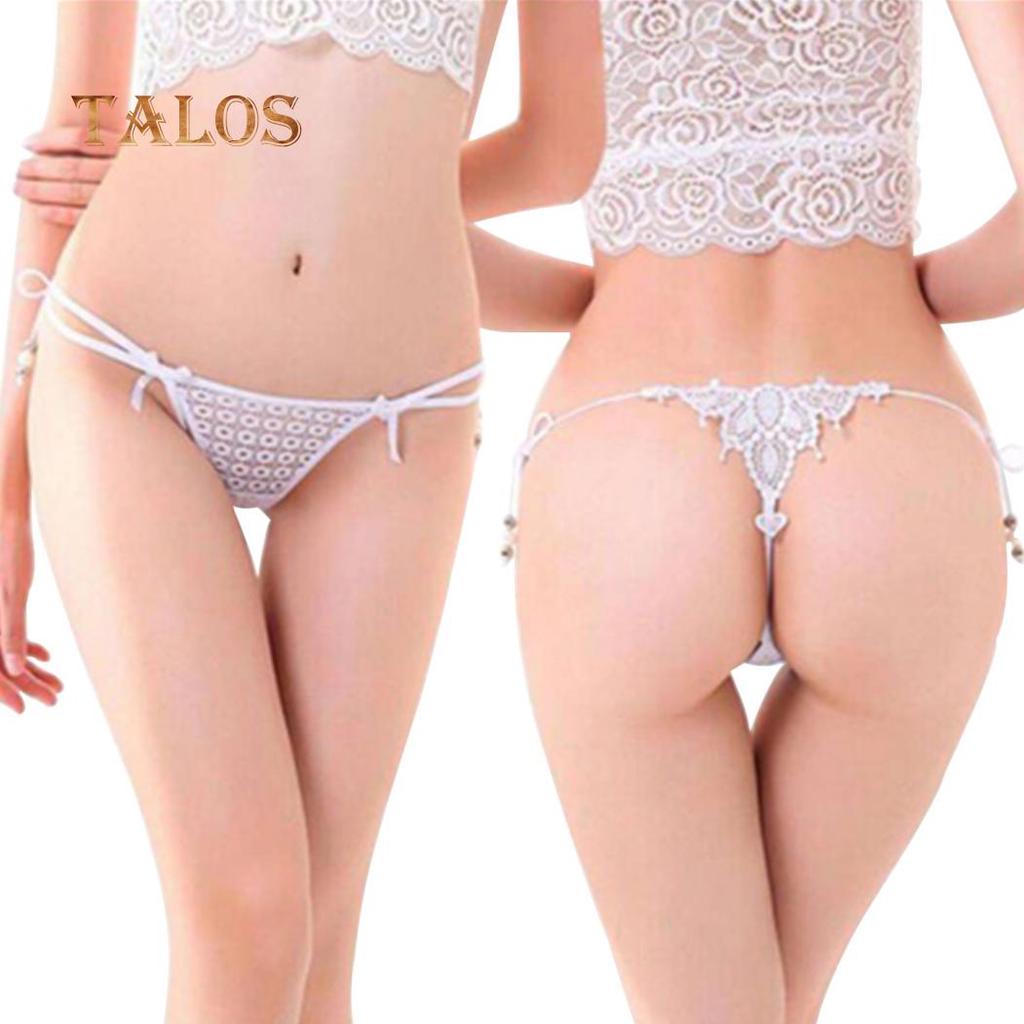 Talos Sexy Mašlička Visací Korálek Krajka Duté G-string Pohodlné Spodní prádlo Noční prádlo Dámské Tanga