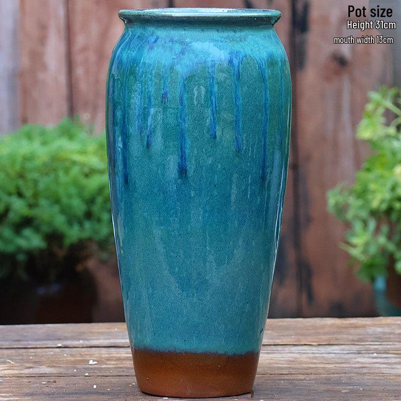 Hoher Handgefertigter Keramikkrug für Sukkulenten und Orchideen