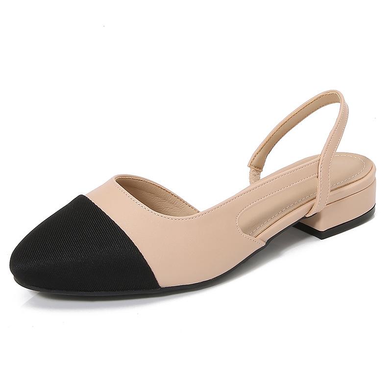 Damen Slingbacks Schuhe High Heels Dicke High Heel Schuhe Rindsleder Mischfarben Pumps Damen High Heel Elegante Sandalen Weiblich