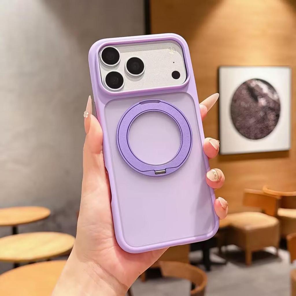 Magnetic Foldable Stand Case for iPhone 17 Pro Max, Apple 16 & 15 Pro - Frosted Full Coverage