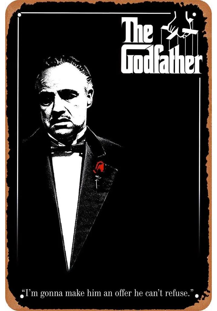 Retro Vintage Metal Tin Poster The Godfather Sign Plaque for Bar Club Home Wall Decor Classic Movie Wall Plate Pendant