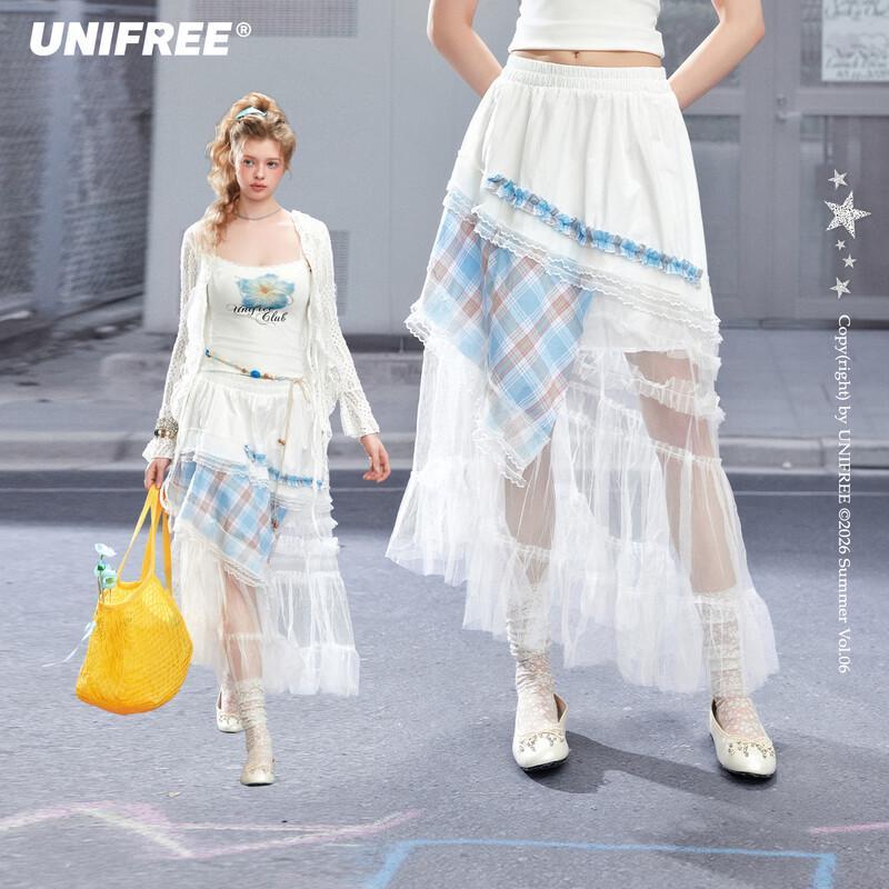 UNIFREE Sweet Ballet Style Mesh Patchwork Skirt One Size