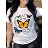 Women'S Casual Crew Neck T-Shirt with Butterfly Print Breathable & Comfortable, All-Season Short-Sleeve Tee