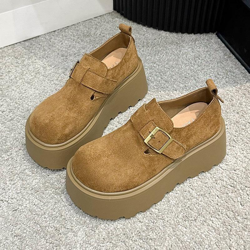 Big Head Ugly Cute Boken Single Shoes Women's Spring and Autumn New Thick-soled Height-increasing Small Boken Shoes