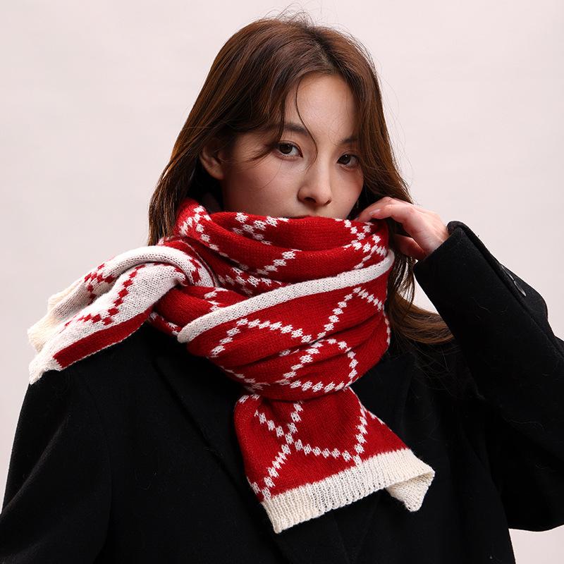 Retro Couple Scarf Women's Winter Thickened Warm High-end Boys Birthday Gift Scarf