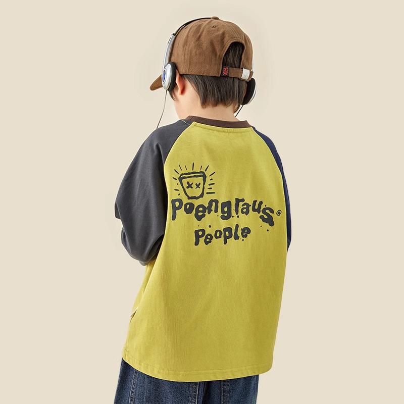 Boys  Color Block Raglan Long Sleeve Cotton T-shirt & Hoodie for Kids 80