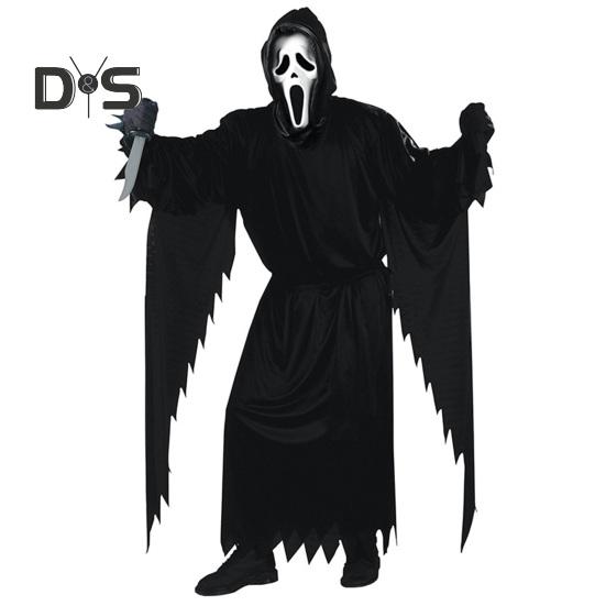 1 szett gyerekeknek Halloween jelmez szett hátborzongató szellem Cosplay maszk kesztyűk öv köntös öltöny farsangi parti előadás kísértetházi gyerekruha