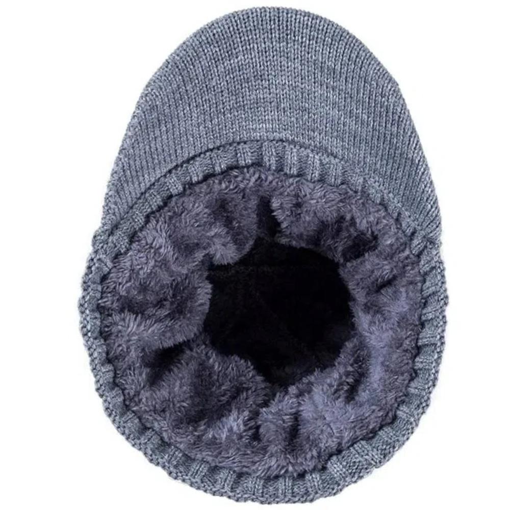 Hot Sale Unisex Warm Winter Hats Plush Fur Lined Warm Cap With Brim Outdoor Knitted Hats For Men & Women