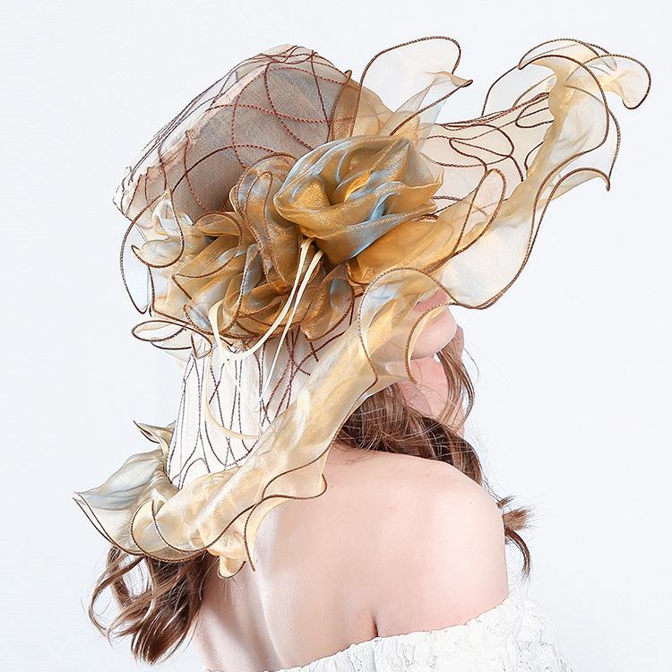 Creative hat UV-proof organza mesh yarn hat, European and American women's fashion hat, sun hat, big brim hat women