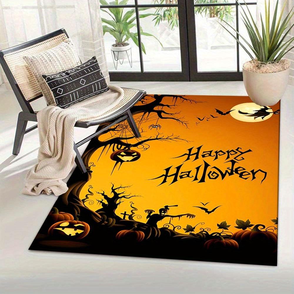 1 Stück Happy Halloween Teppich, Rutschfest, Leicht zu reinigen, Fleckenresistent, Perfekt für gemütliche Wohnzimmer, Schlafzimmer, Küchen, Büros und H