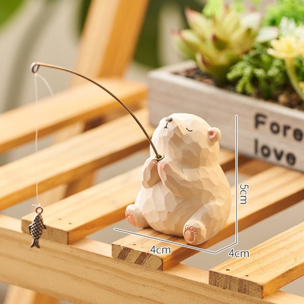 

Statue Animal Fishing Ornaments Resin Computer Monitor Decorations Desktop Decorative Puppy