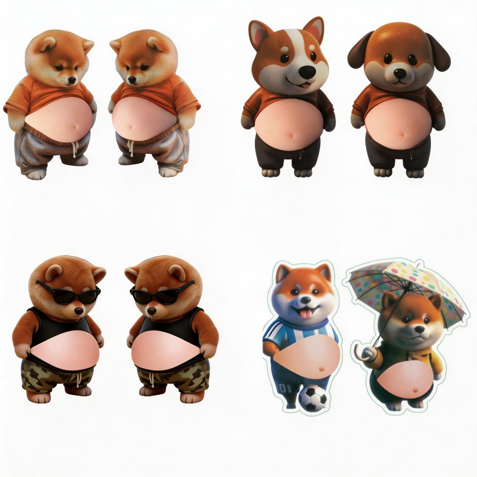 

Cat and Dog Squishy Belly Stickers 3D Plump Belly Squeeze Soft and Stress Car and Phone Case Chubby Cushion for Diaries and Mobile Phones - Figurine,