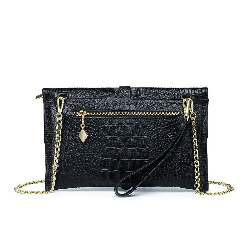 Crocodile pattern envelope bag, large-capacity leather, one shoulder oblique span small bag, personalized hand grab bag.