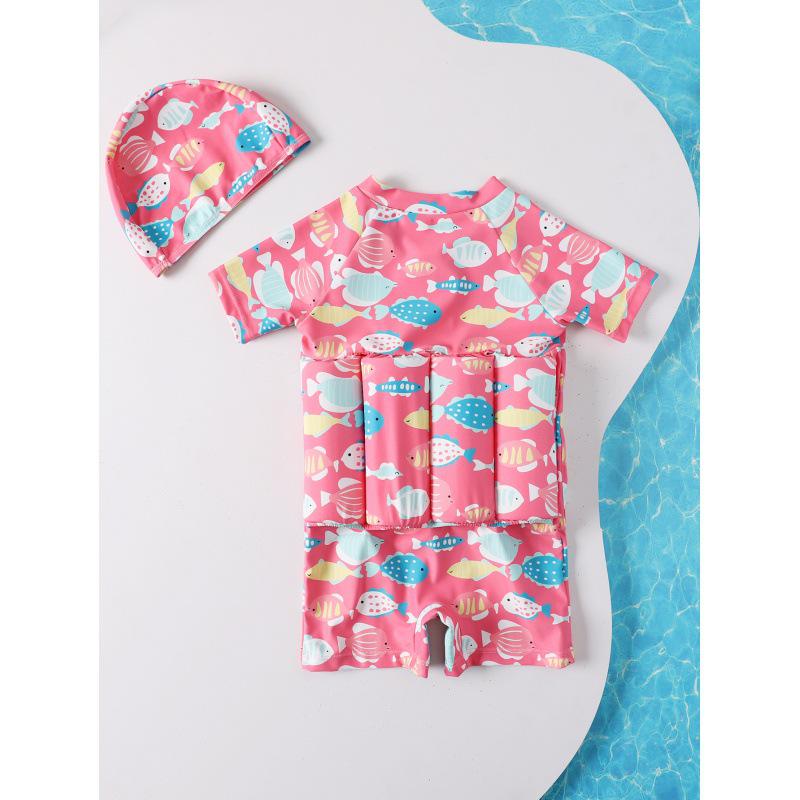 2022 Girls' Short-Sleeve Buoyancy Swimsuit for Infants and Toddlers