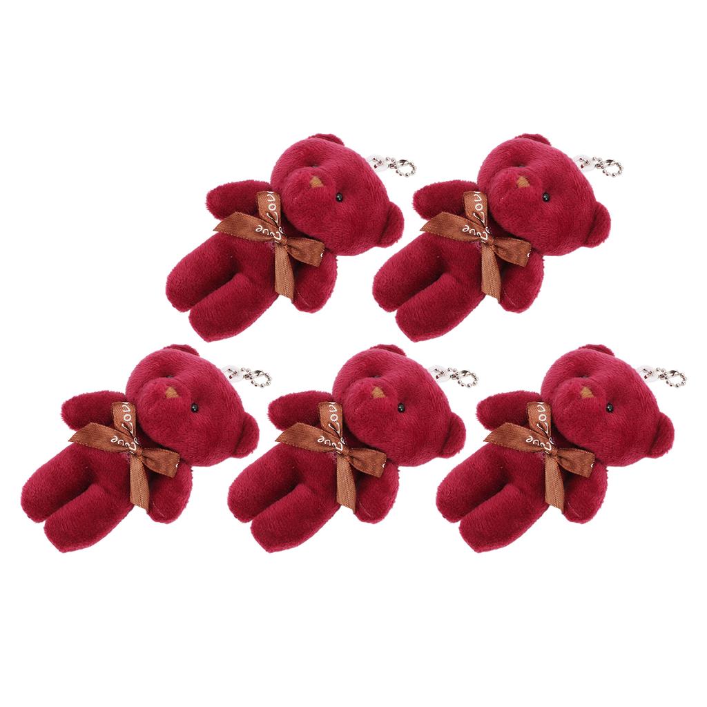 5pcs 12cm Bear Doll Pendant Soft Touch Cute Bear Plush Doll Key Chains for Bags Decoration
