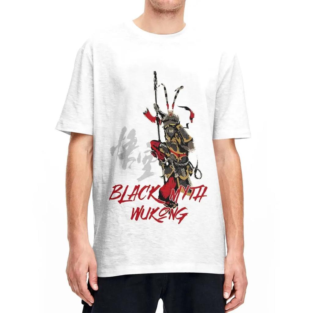 Black Myth Wukong Monkey King (6) T-Shirt Hip Hop T Shirts Short Sleeve Y2K Basic Tops Summer Cotton O-Neck Oversize Clothes
