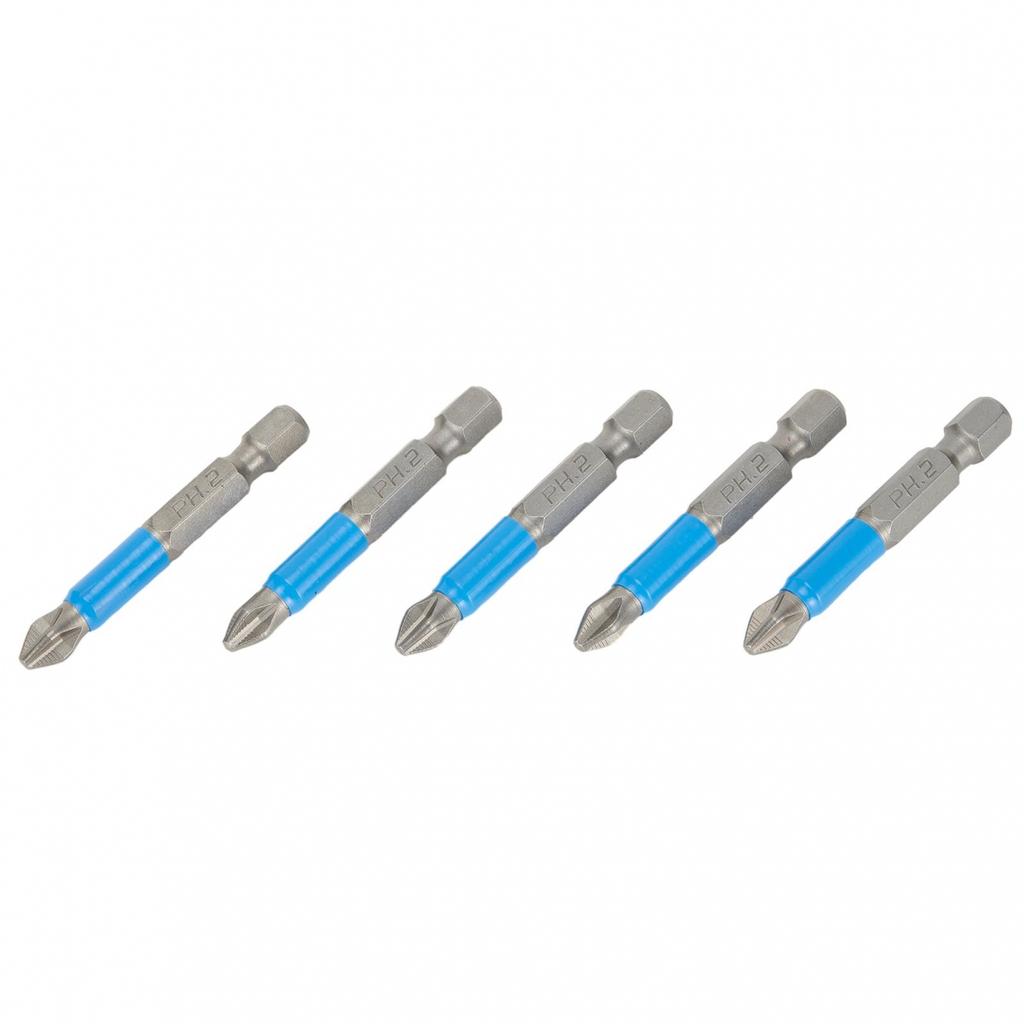 Steel PH2 Cross Screwdriver Bits with Hex Shank 50mm Pack of 5