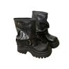 Small inner height increase Martin boots women's pleated stacking boots retro thick heel western cow black versatile soft sole