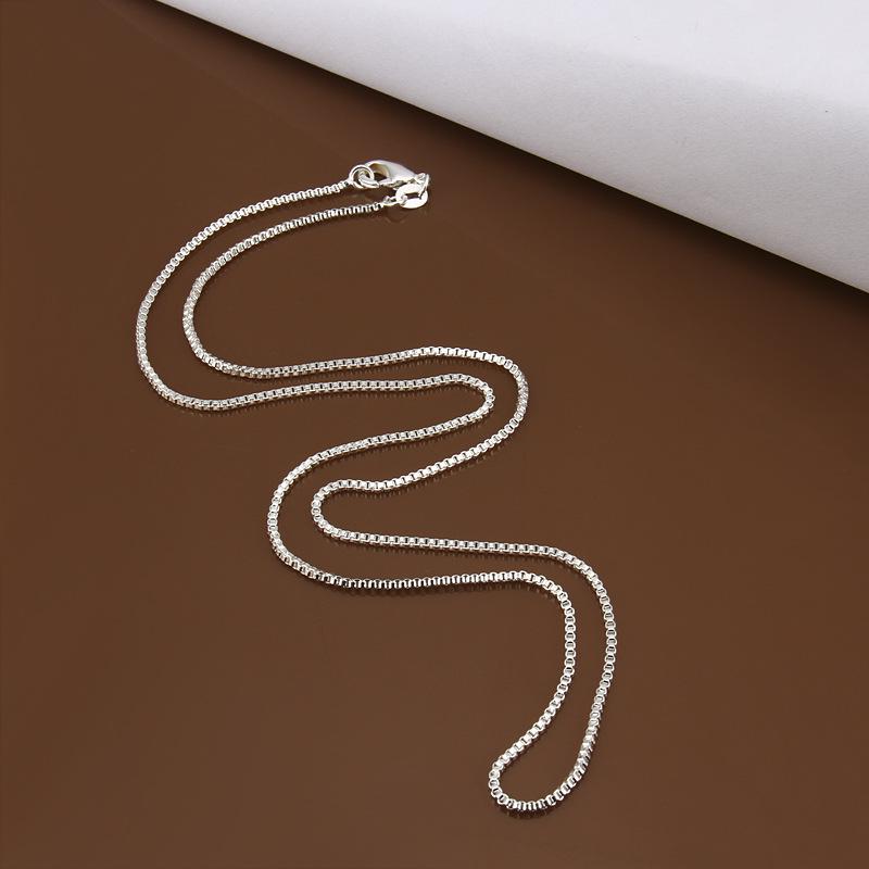 16-24 Inch Silver 1MM Box Chain Necklace - European & American Style, Korean Version C007