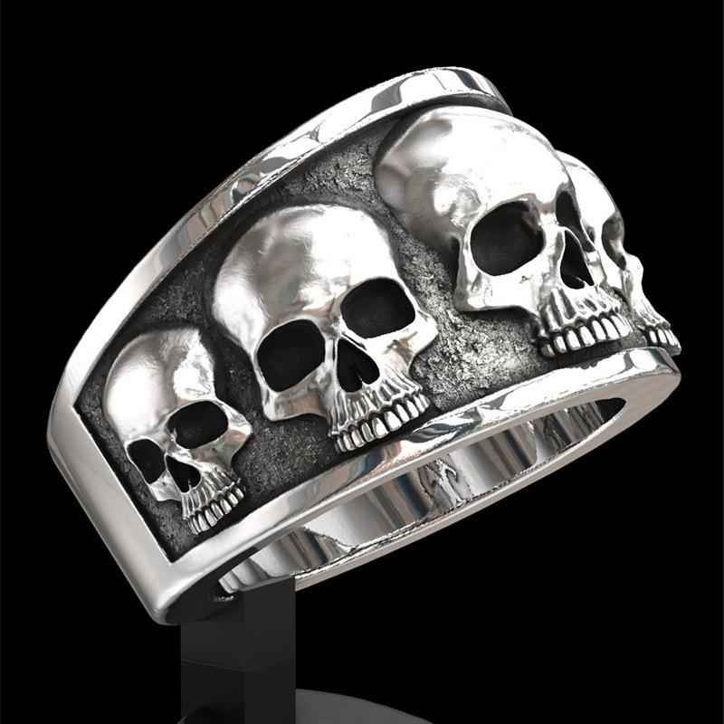 Anello Teschio Biker Stile Punk Lega Scheletro Uomo Donna Coppia Gioielli per Feste Misura Personalizzata 7-12