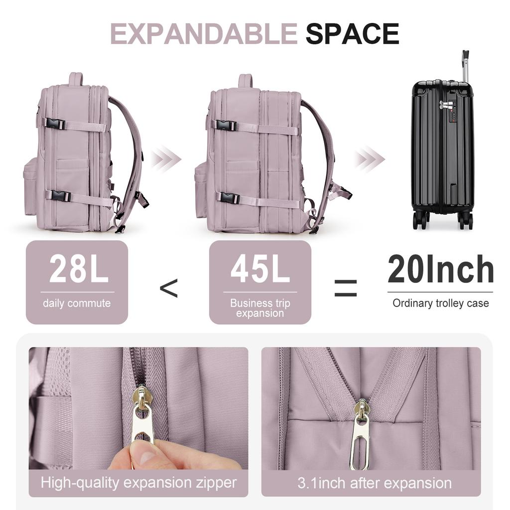 Expansion Travel Backpack for Women Men Airline Cabin Backpack Laptop Backpack, Backpack Carry On Luggage Weekend Bag for Women