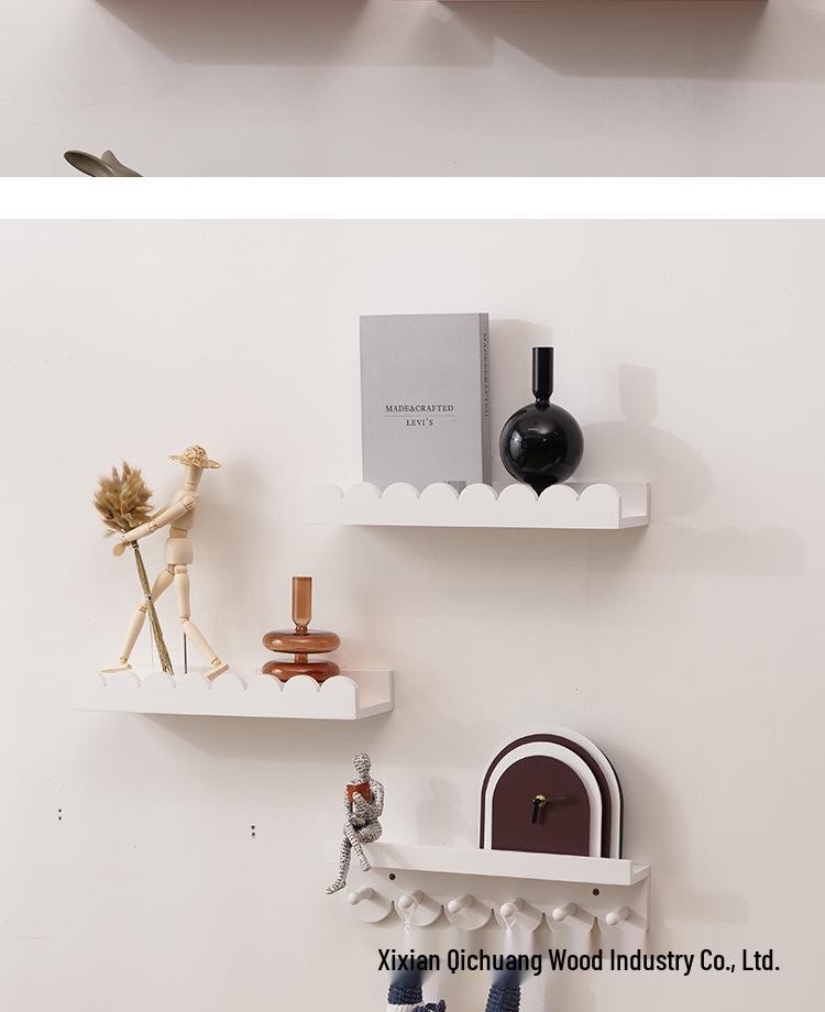 Solid Wood Lace Wall-Mounted Decorative Shelf for Home Living Room