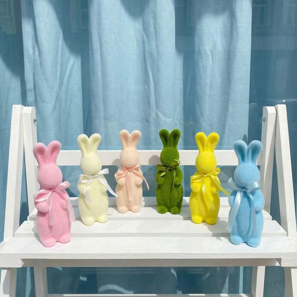 6-Color Easter Bunny Plush Moss Decoration - Cute Living Room Ornament