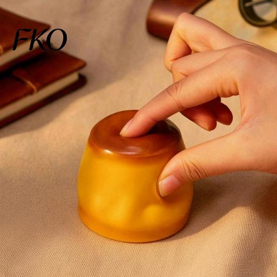 Caramel Pudding Squeeze Toy 1/2Pcs Stress Relief Crunchy Toy, Fake Sensory Simulated Dessert Fidget Gift for Adults Kids