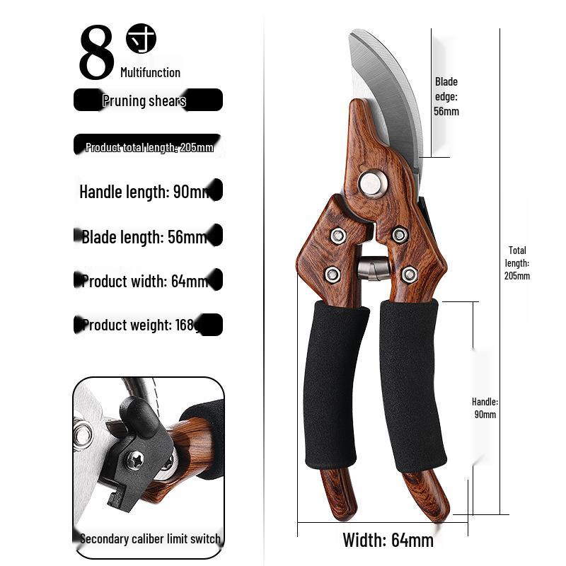 Heavy-Duty Stainless Steel Labor-Saving Pruning Shears for Garden and Bonsai, Multi-Functional Power Shears for Thick Branches