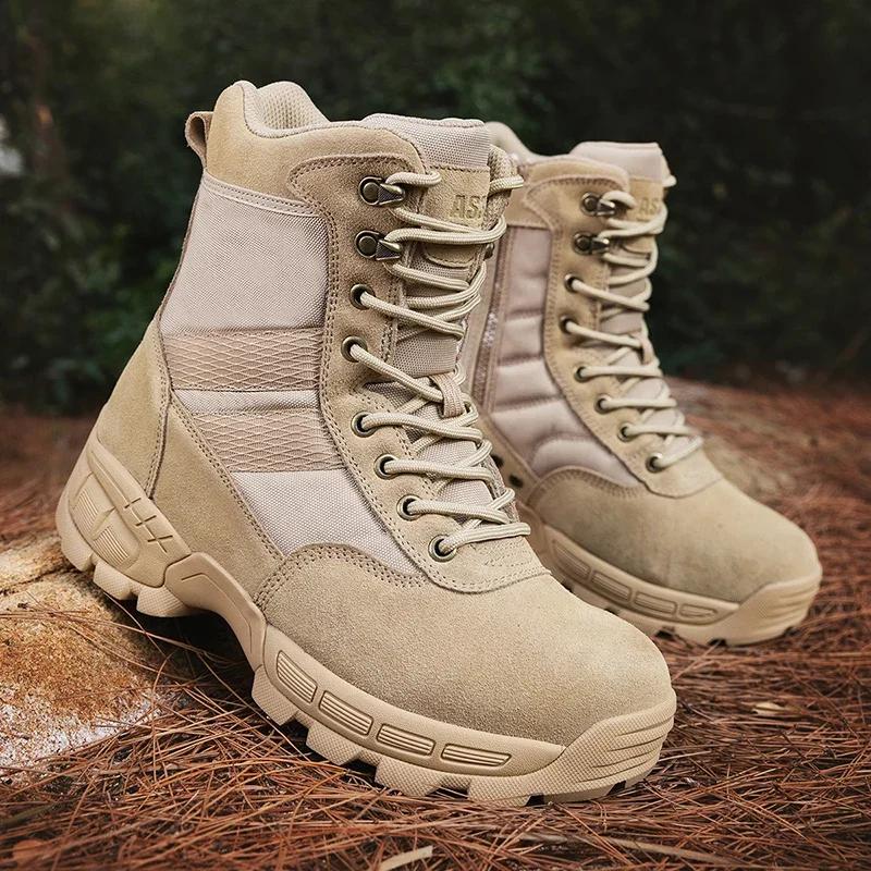 Men Tactical Boots Outdoor Special Force Motorcycle Desert Ankle Boot Waterproof Casual Work Safety Climbing Man Hiking Shoes