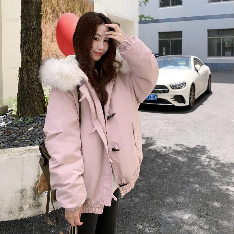 Winter Korean Version Bread Clothes Thickened Cotton-padded Clothes Versatile Large Fur Collar Parker Tooling Jacket