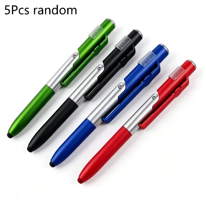 4 In 1 Folding Multifunction Pen With Led Light Touch Screen Stylus Phone Stand For Writing Office Student Stationery Supplies