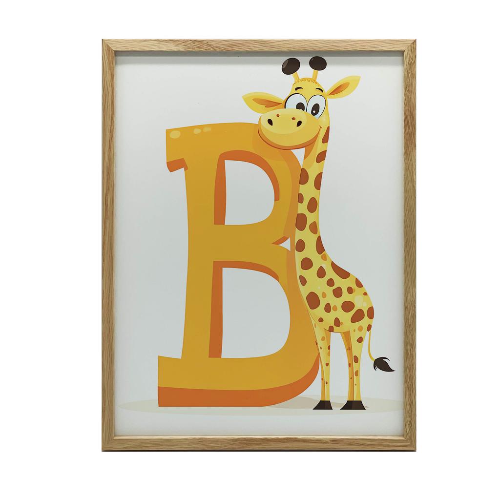 Plakat Śmiejąca Się Żyrafa Przy Literze B Plakat Śmiejąca Się Żyrafa Przy Literze B, 30X40 Cm, Bez Ramy, Papier Matowy 230 Gsm