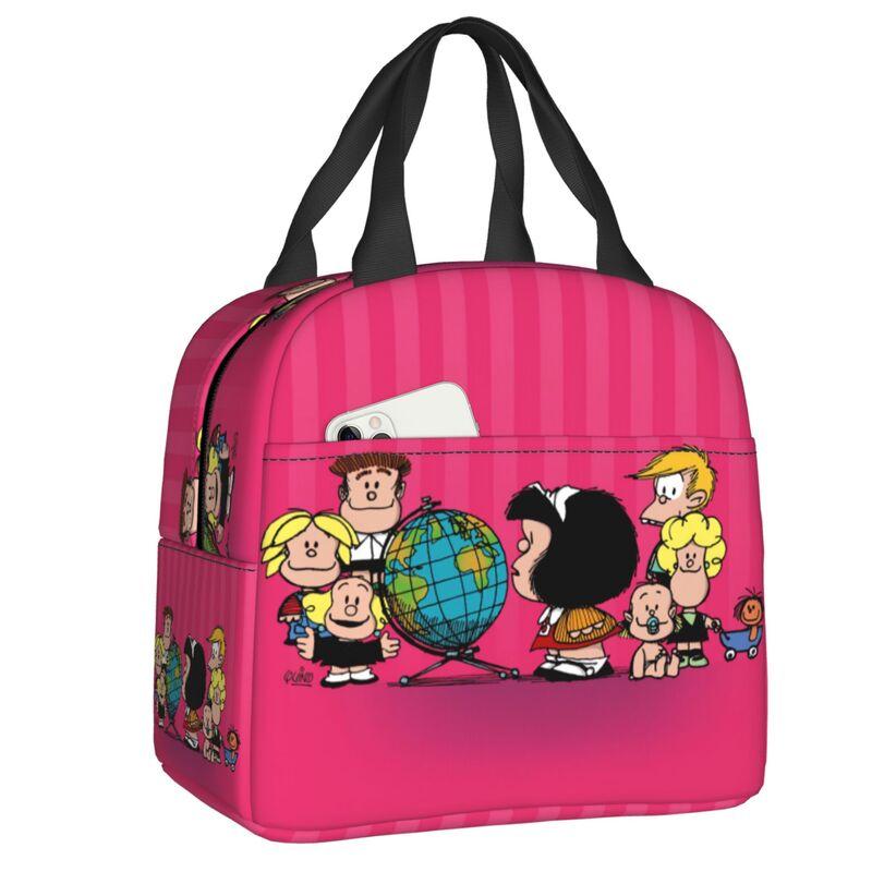 Benutzerdefinierte Manga Quino Mafalda Lunchtasche Herren Damen Kawaii Cartoon Warm Kühlbox Isoliert Lunchbox für Erwachsene Büro