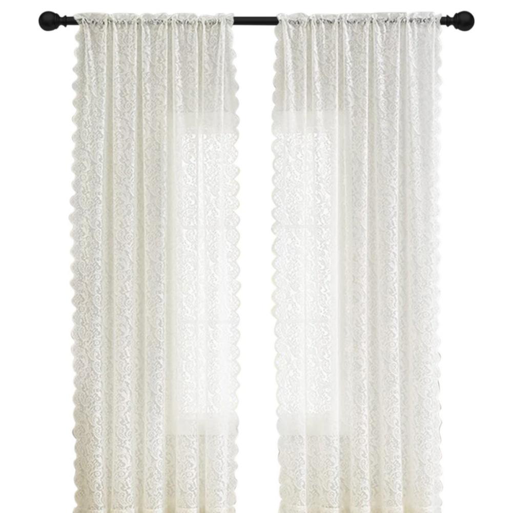 

2 шт. Винтажная кружевная марлевая занавеска сетка полупрозрачный карниз для штор через занавеску 150*100cm