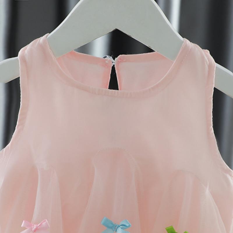Kids Dresses For Girls Pink Lace Sweet Princess Girls Mesh Dress Summer Children's Sleeveless Party Dresses For Baby Sundress