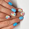 24 Pcs Glossy Full Cover False Nail Short Square Press On Nail Colorful Flowers Stick On Nail Solid Color Acrylic Nail