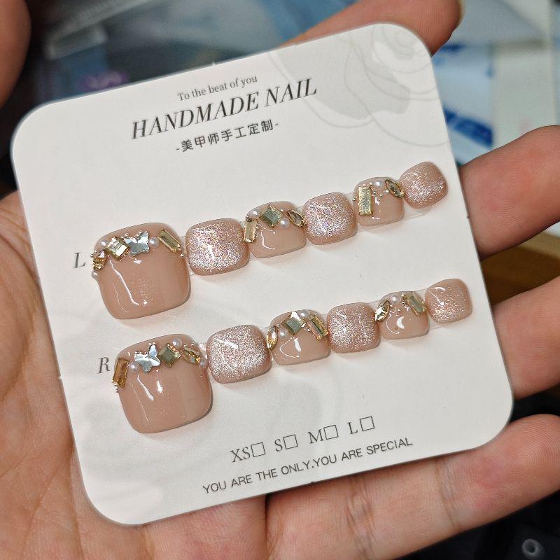 

Сияющий персиковый кошачий глаз румяна накладные ногти для пальцев ног Boxed M (12 pieces with tool kit)