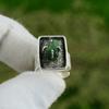 Natural Green Stone Rough Gemstone Multi Stone Adjustable Ring 925 Silver