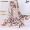 Chiffon Floral Elegant Scarves Silk Scarf Fashion Women Flower Printed Long Soft Wrap Scarf Simulation Silk Shawl Beach Scarf